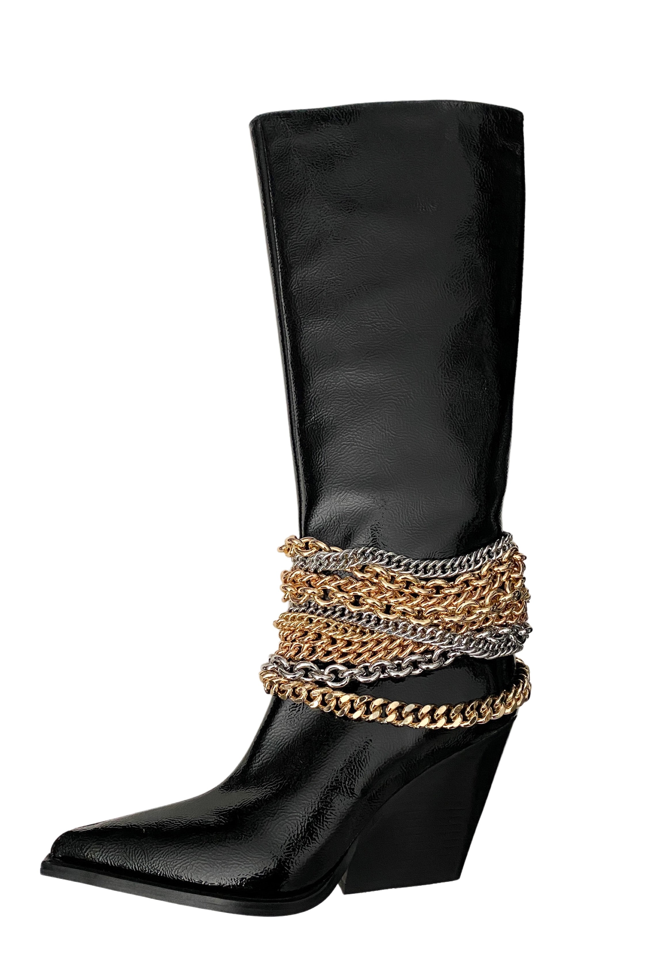 JEFFREY CAMPBELL ITS A DRAW CHAIN BOOT SIZE 7