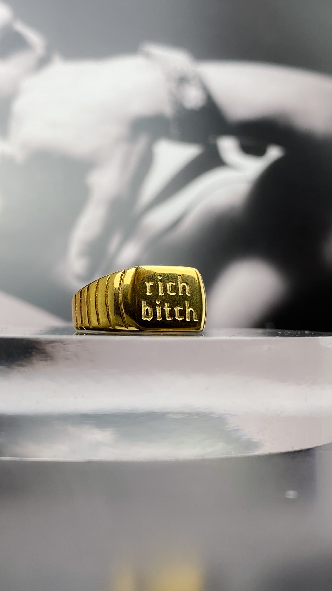 RICH BITCH WATER RESISTANT RING - GOLD