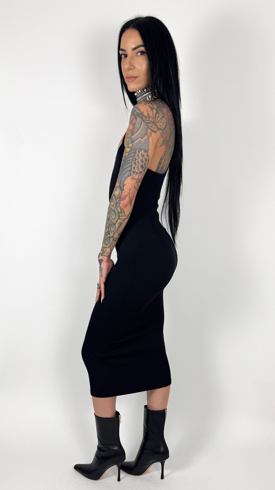 RIO RIBBED RACER BACK MIDI DRESS